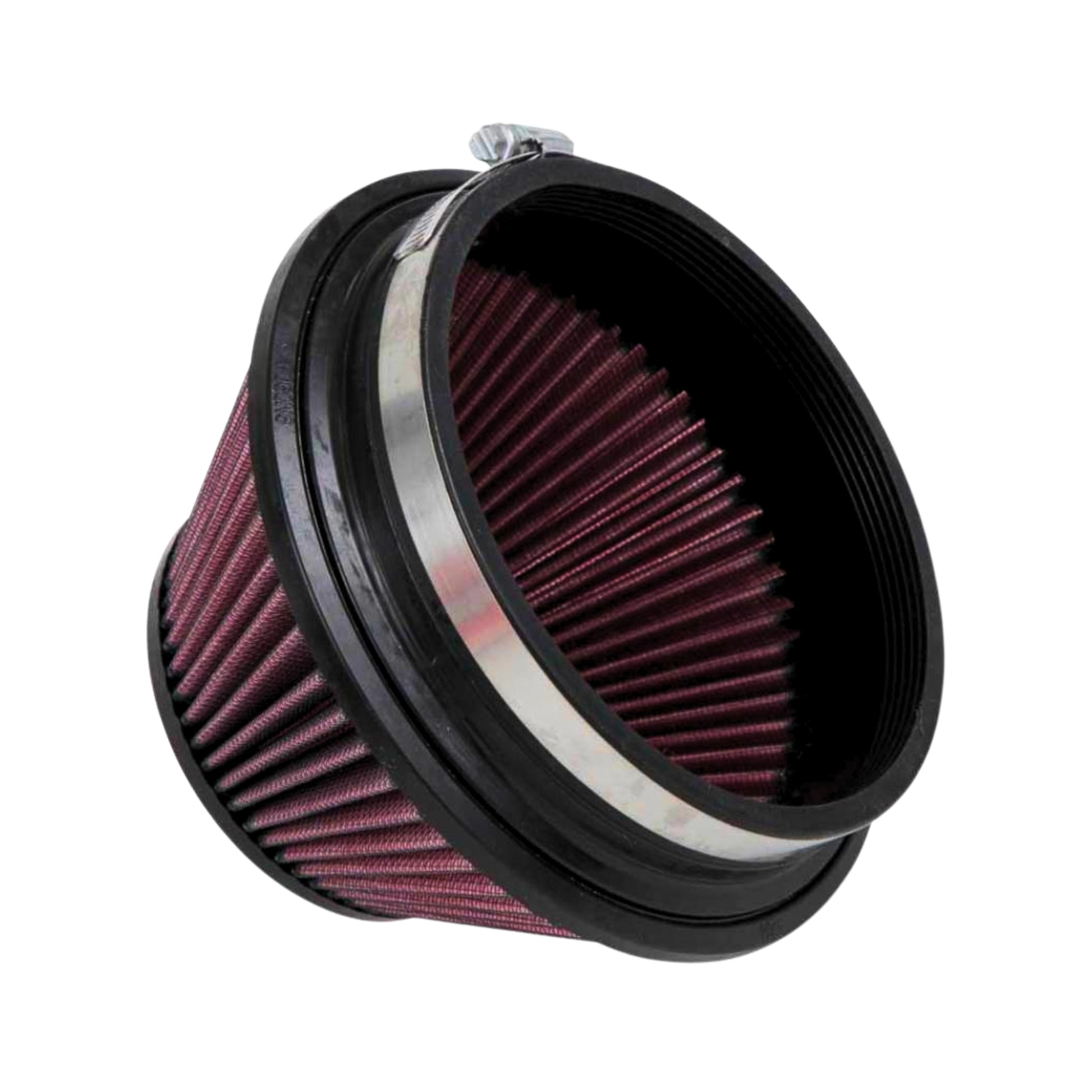 Angled view of K&N cone air filter