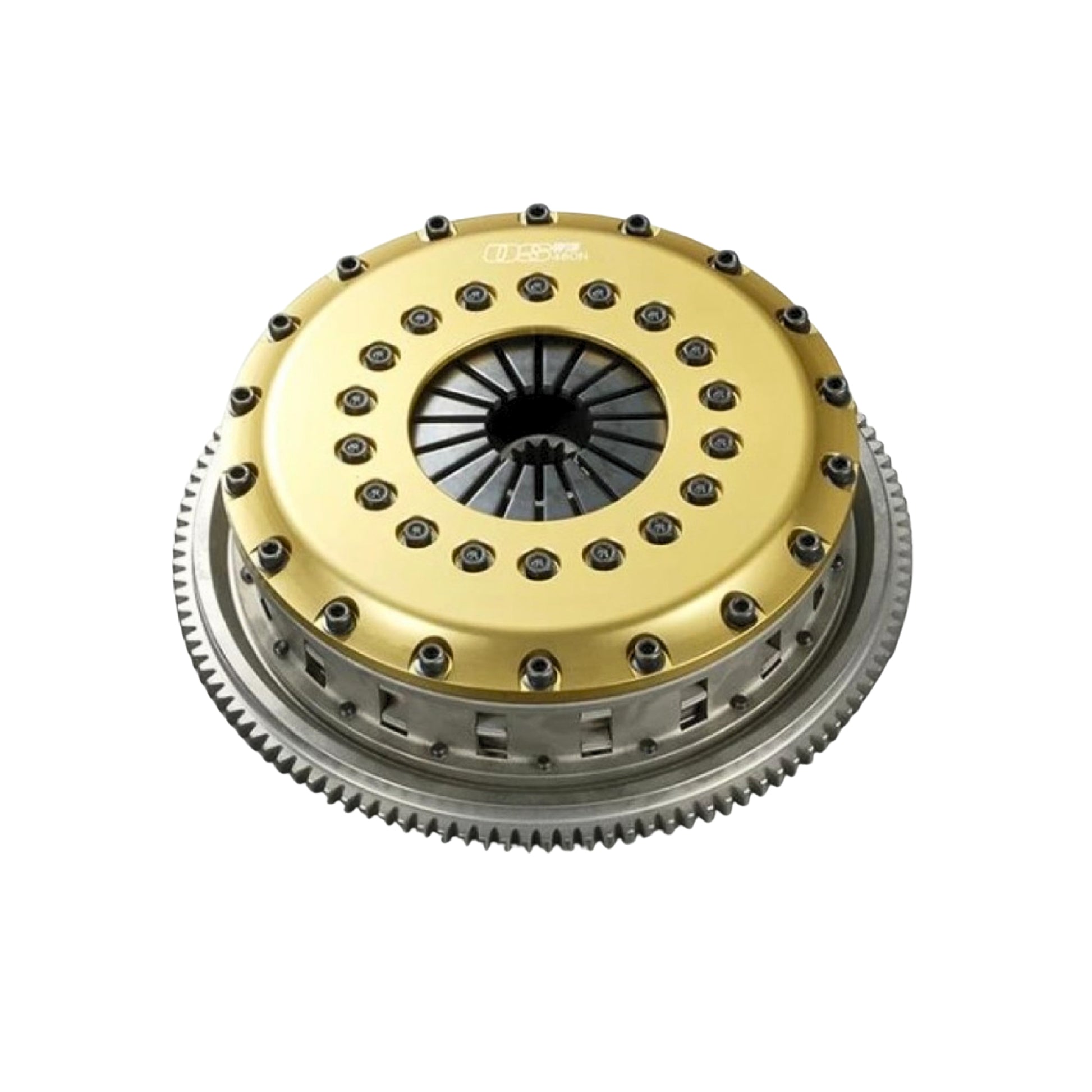 Mitsubishi Clutch disc with gold and silver metallic finish on a white background