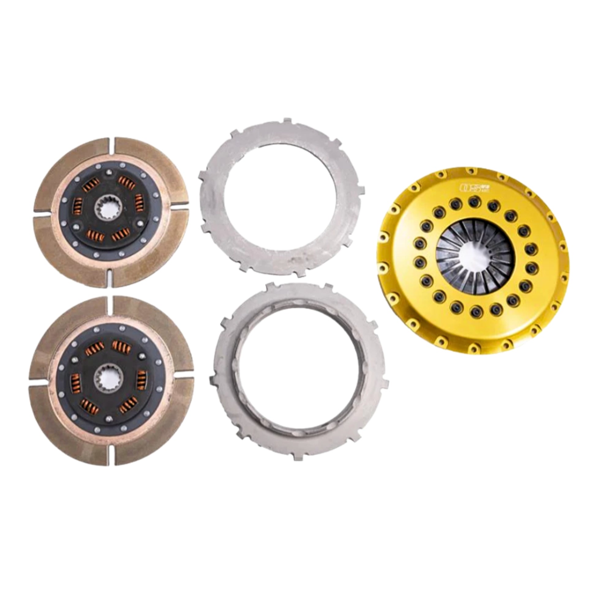 NIssan Set of clutch plates with different designs on a white background
