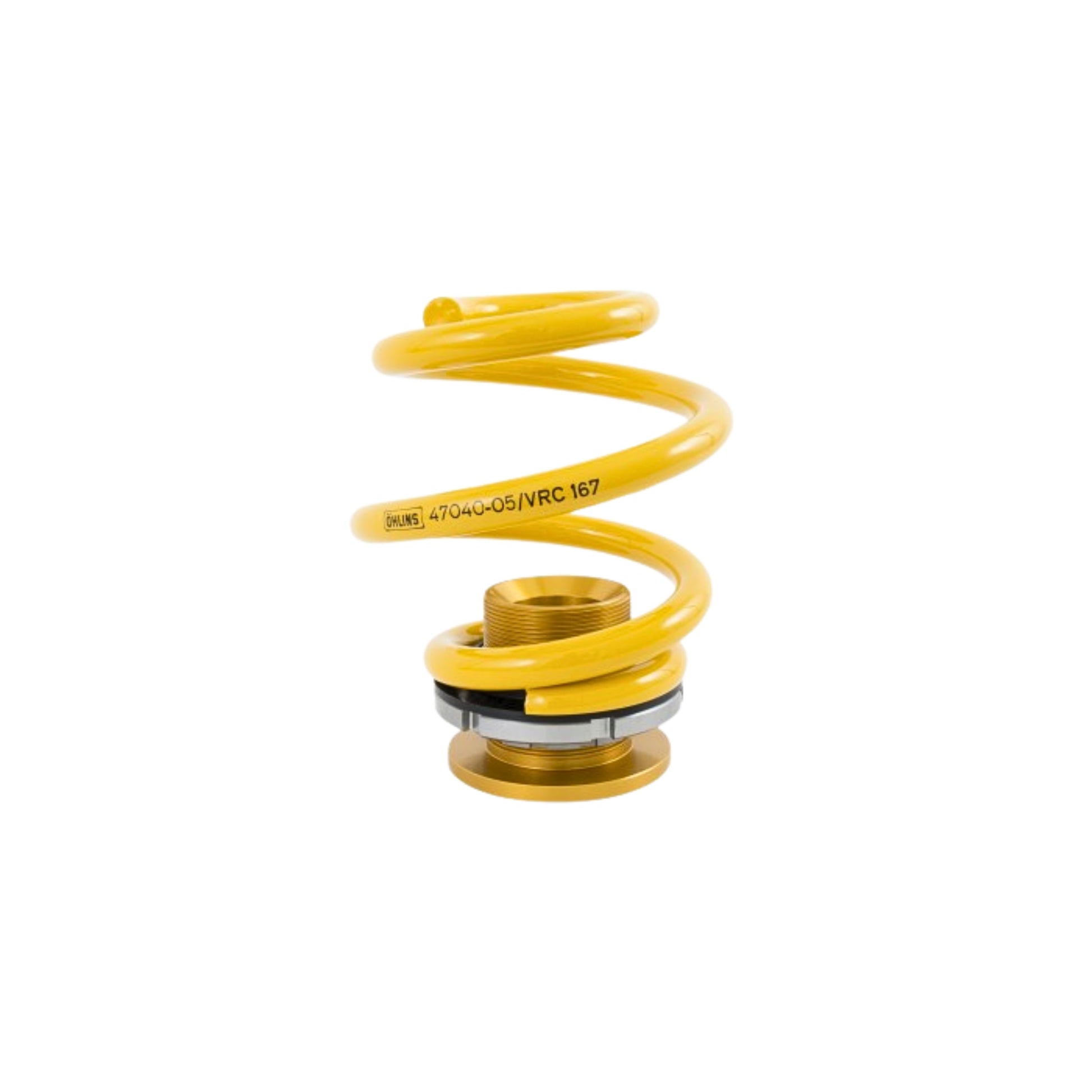 Yellow spring with branding on a white background