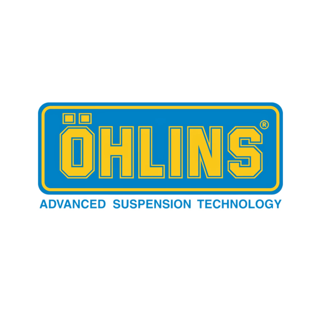 Öhlins logo with blue and yellow colors on a white background